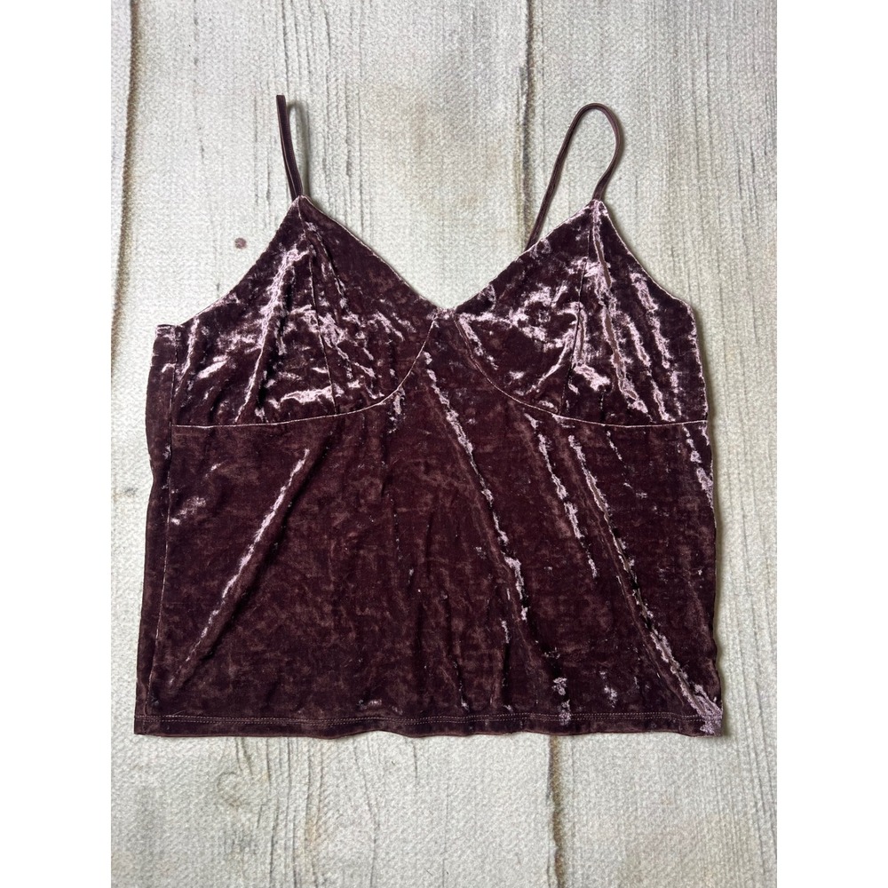 American Eagle Crushed Velvet Cami Women XL‎ Mauve Brown Y2K Minimalist Boho